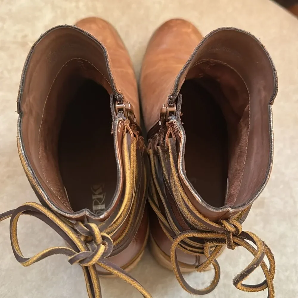 Leather Lace-Up Zip Side KORK’S Ankle Boots Sz 7.5